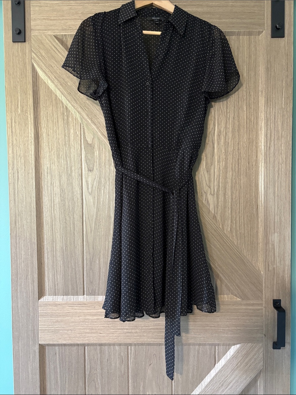 RW&CO. Black Polka Dot Midi Wrap Dress
